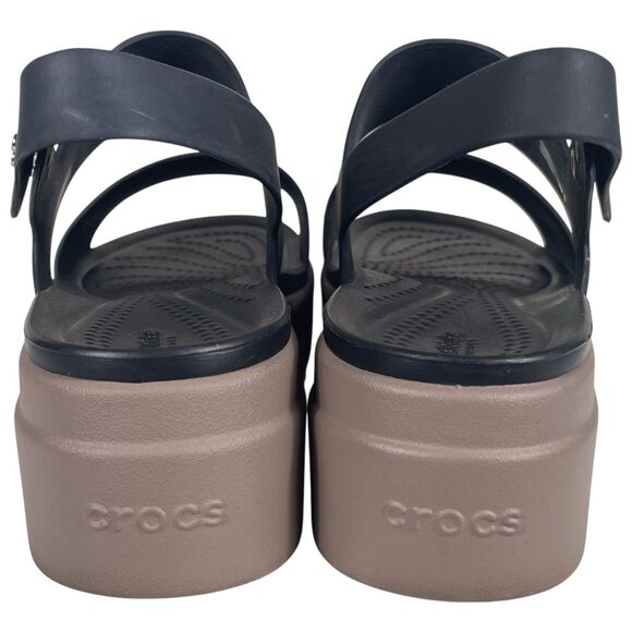 Crocs Brooklyn Low Wedge Sandals Size 6 "Runs Small" Black Mushroom Platform EUC - Picture 3 of 16